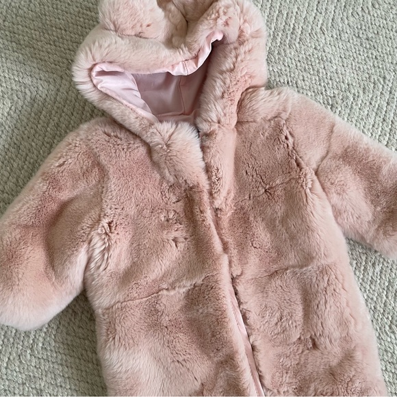 Genuine Fur Pink Baby Snowsuit 3M - Picture 6 of 8